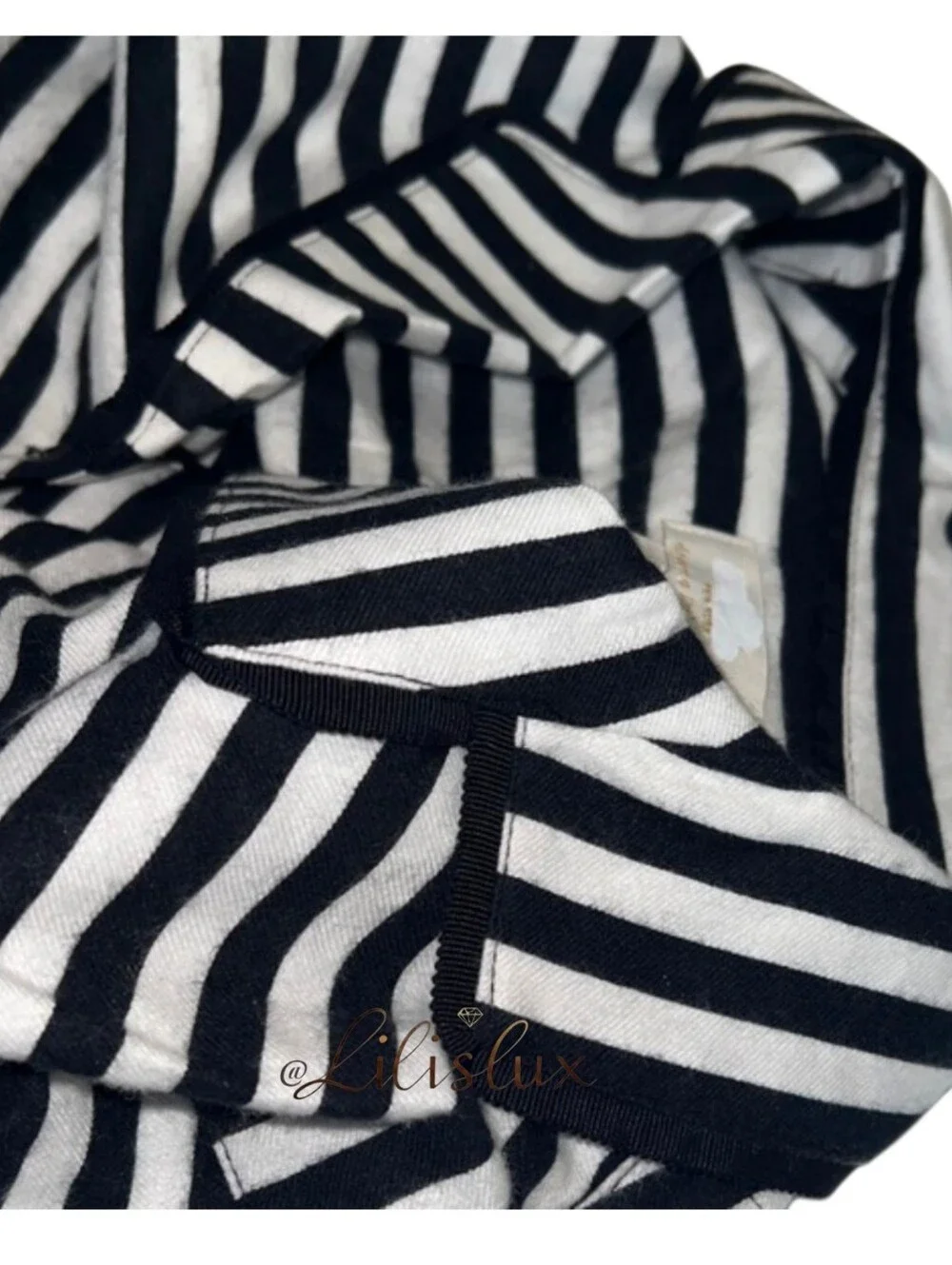 Kate Spade Black And White Striped Flannel Pajama Set Size Medium